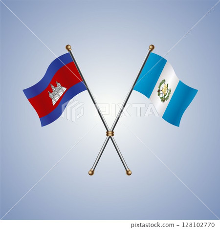 Cambodia and Guatemala flag. Vector Illustration Cambodia and Guatemala flag. Vector Illustration 128102770