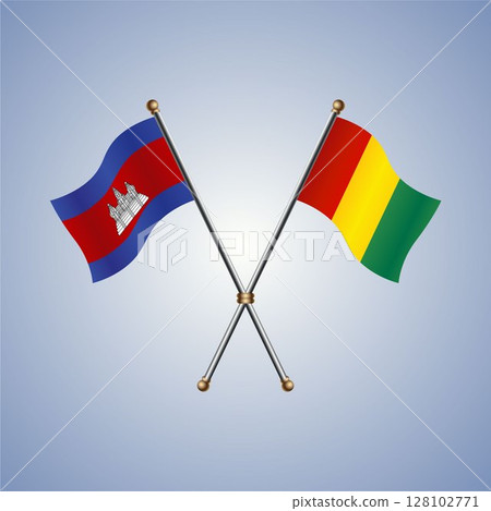 Cambodia and Guinea flag. Vector Illustration Cambodia and Guinea flag. Vector Illustration 128102771
