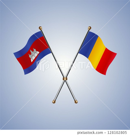 Cambodia and Chad flag. Vector Illustration 128102805