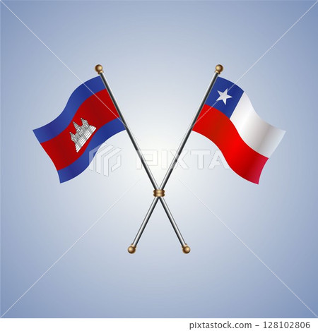 Cambodia and Chile flag. Vector Illustration Cambodia and Chile flag. Vector Illustration 128102806