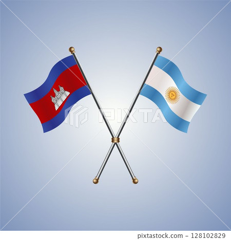 Cambodia and Argentina flag. Vector Illustration Cambodia and Argentina flag. Vector Illustration 128102829