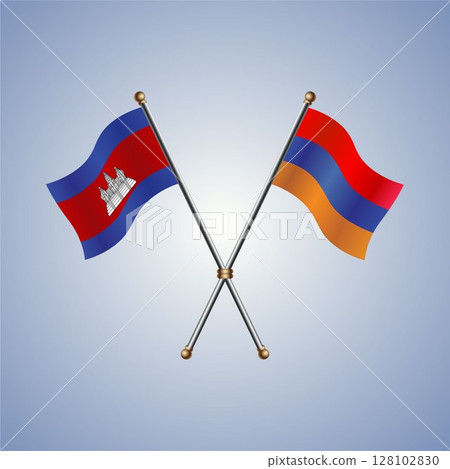 Cambodia and Armenia flag. Vector Illustration Cambodia and Armenia flag. Vector Illustration 128102830