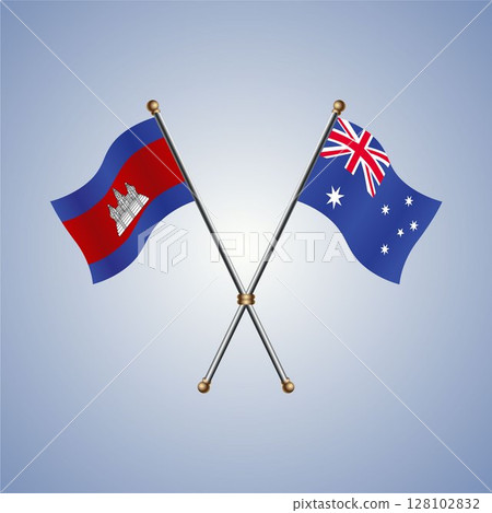 Cambodia and Australia flag. Vector Illustration 128102832
