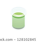 Illustration material: Matcha pudding in a bottle 128102845