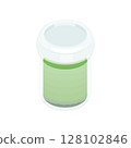 Illustration material: Matcha pudding in a jar. With a lid. 128102846