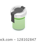 Illustration material: Matcha pudding in a jar. With a lid. 128102847