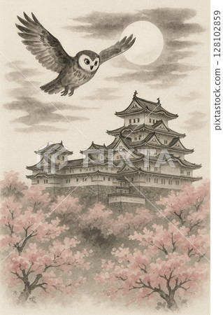 Owl's Journey vol.10 Cherry Blossom Castle Generative AI 128102859
