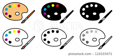 各種形狀的繪畫調色板的向量插圖集 各種形狀的繪畫調色板的向量插圖集 128103072