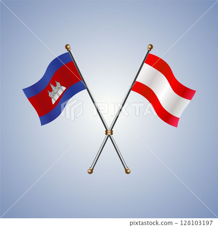 Cambodia and Tahiti flag. Vector Illustration 128103197