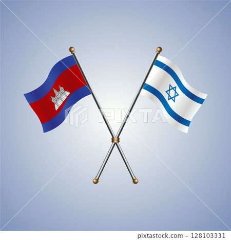 Cambodia and Israel flag. Vector Illustration 128103331