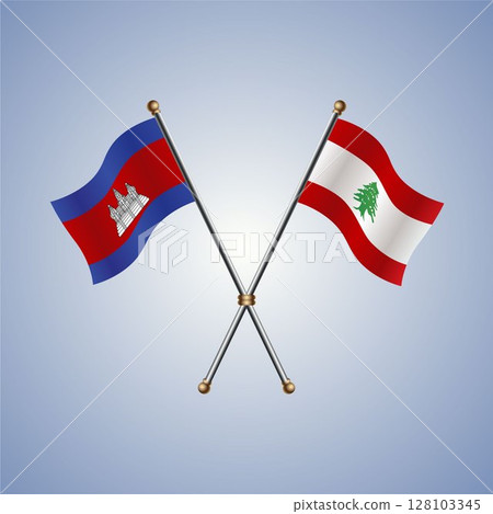 Cambodia and Lebanon flag. Vector Illustration Cambodia and Lebanon flag. Vector Illustration 128103345