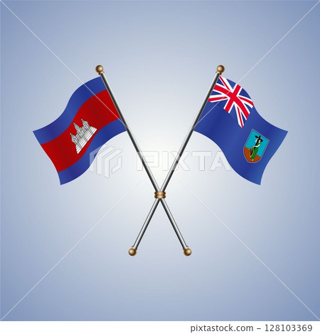 Cambodia and Montserrat flag. Vector Illustration 128103369