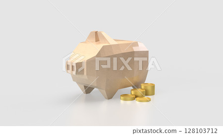 The Piggy Bank and coins for earn or saving concept 3d Rendering. 128103712