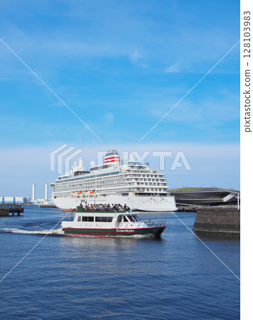 Asuka III anchored at Osanbashi Pier in Yokohama ahead of its maiden cruise - Cityscape (June 2025) 128103983