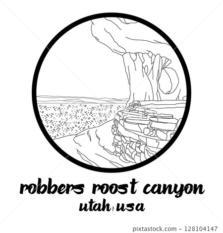 Circle Icon Robbers Roost Canyon. Vector illustration Circle Icon Robbers Roost Canyon. Vector illustration 128104147