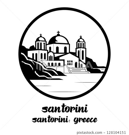 Circle Icon Santorini. Vector illustration Circle Icon Santorini. Vector illustration 128104151