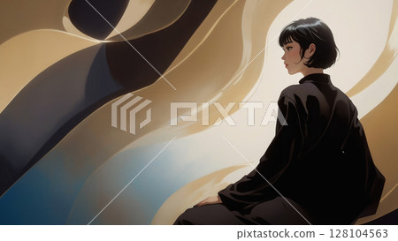 Beautiful girl AI generated material 128104563