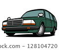 懷舊日本馬車綠色汽車插圖 128104720