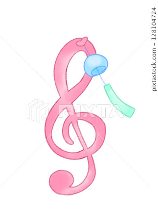 Treble clef with wind chimes 128104724