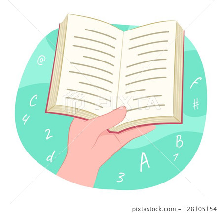 Human Hand Holding Book for Reading and Education Concept Illustration Clip Art Human Hand Holding Book for Reading and Education Concept Illustration Clip Art 128105154