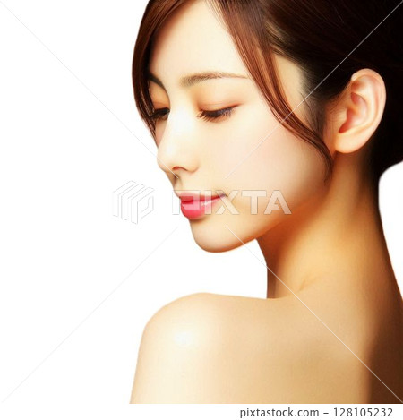 A lady looking down 128105232