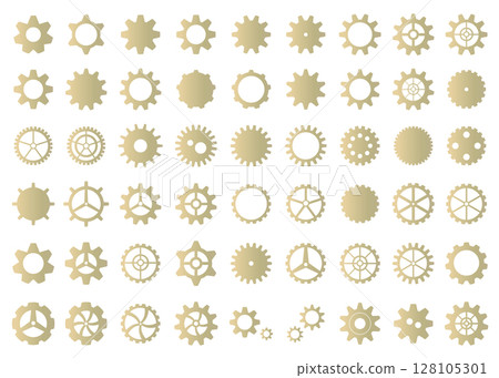 Gold gear illustration set design material steampunk Gold gear illustration set design material steampunk 128105301