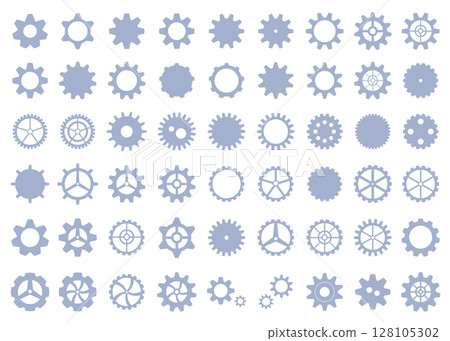 Blue-gray gear illustration set design material steampunk Blue-gray gear illustration set design material steampunk 128105302