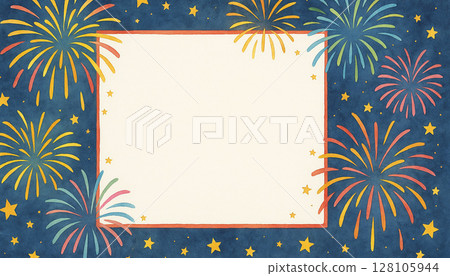 煙火和星空迷人的框架背景 128105944