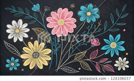 hand drawn style floral patterns Background 128106037
