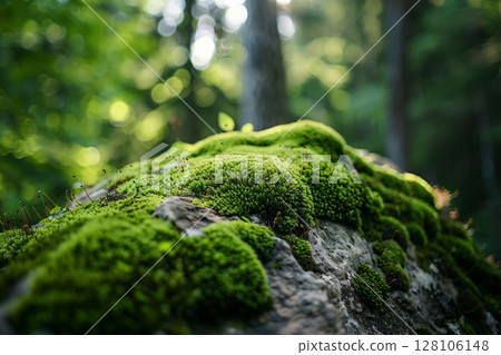 a moss covered rock with small plants growing out of it. generative ai 128106148