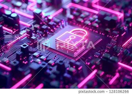 cyber security Technology Smart motherboard chip and cloud service.AI generative 128106266