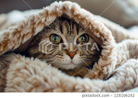 cat under the blanket , Generative AI 128106282