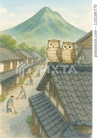 Owl Journey vol.15 Fluffy Owl Pair Generative AI 128106770