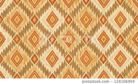 Rustic Ikat Diamond Seamless Pattern Southwest Boho Fabric Design Background 128106904