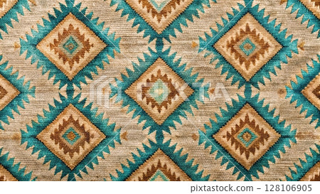 Rustic Ikat Diamond Seamless Pattern Southwest Boho Fabric Design Background 128106905