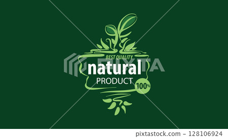 Vector logo of a natural product, hand-drawn in an artistic style Vector logo of a natural product, hand-drawn in an artistic style 128106924