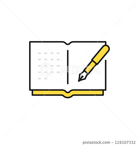 Fountain pen and book simple vector icon illustration material 128107332