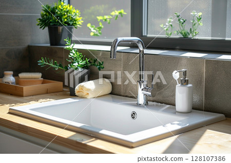 Clean sink area 128107386