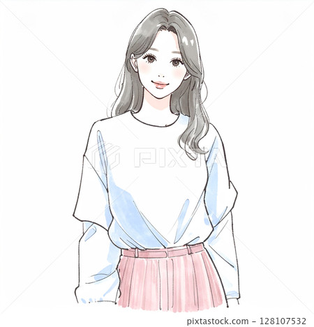 Illustration material of women and girls 128107532