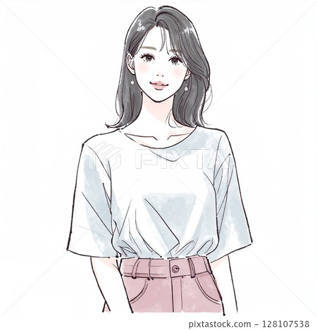婦女和女孩插畫素材 婦女和女孩插畫素材 128107538