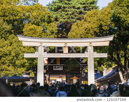 Meiji Shrine during the first three days of the New Year *Some parts in soft focus 128107589