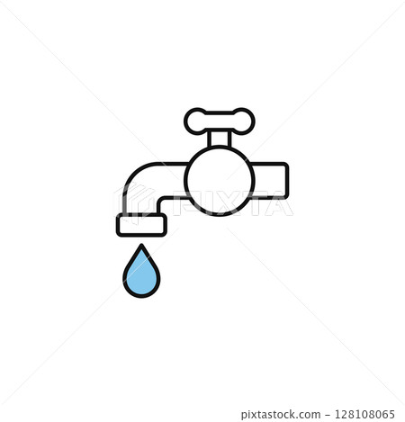 水龍頭和水簡單向量圖示插畫素材 水龍頭和水簡單向量圖示插畫素材 128108065