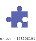 Single Violet jigsaw puzzle piece on white background 128108191