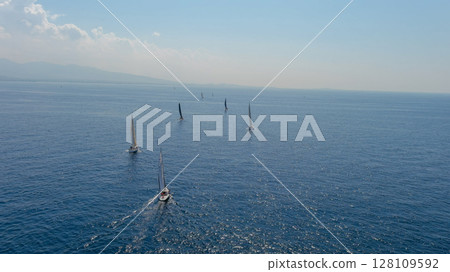 Regatta in the sea near the city of Piraeus, Greece. Regatta in the sea near the city of Piraeus, Greece. 128109592