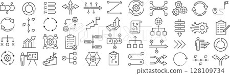 向量單色工作流程圖示集 128109734