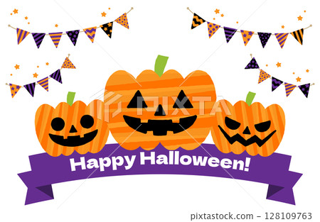 Halloween vector illustration pumpkin garland Halloween vector illustration pumpkin garland 128109763