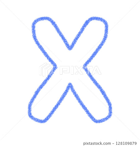 字母X 手寫字母 可愛 素材 藍色 插畫 素材 圖示 蠟筆風格 128109879