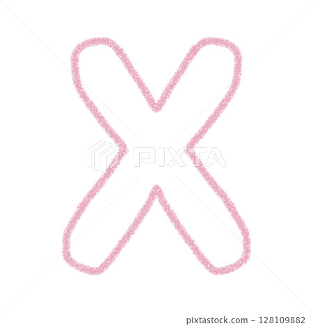 字母X 手寫字母 可愛素材 粉紅色 插畫素材 圖示 蠟筆風格 128109882