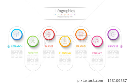 Infographic 7 options design elements for your business data. Vector Illustration. 128109887