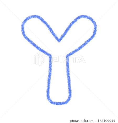 字母Y 手寫字母 可愛 素材 藍色 插圖 素材 圖示 蠟筆風格 128109955
